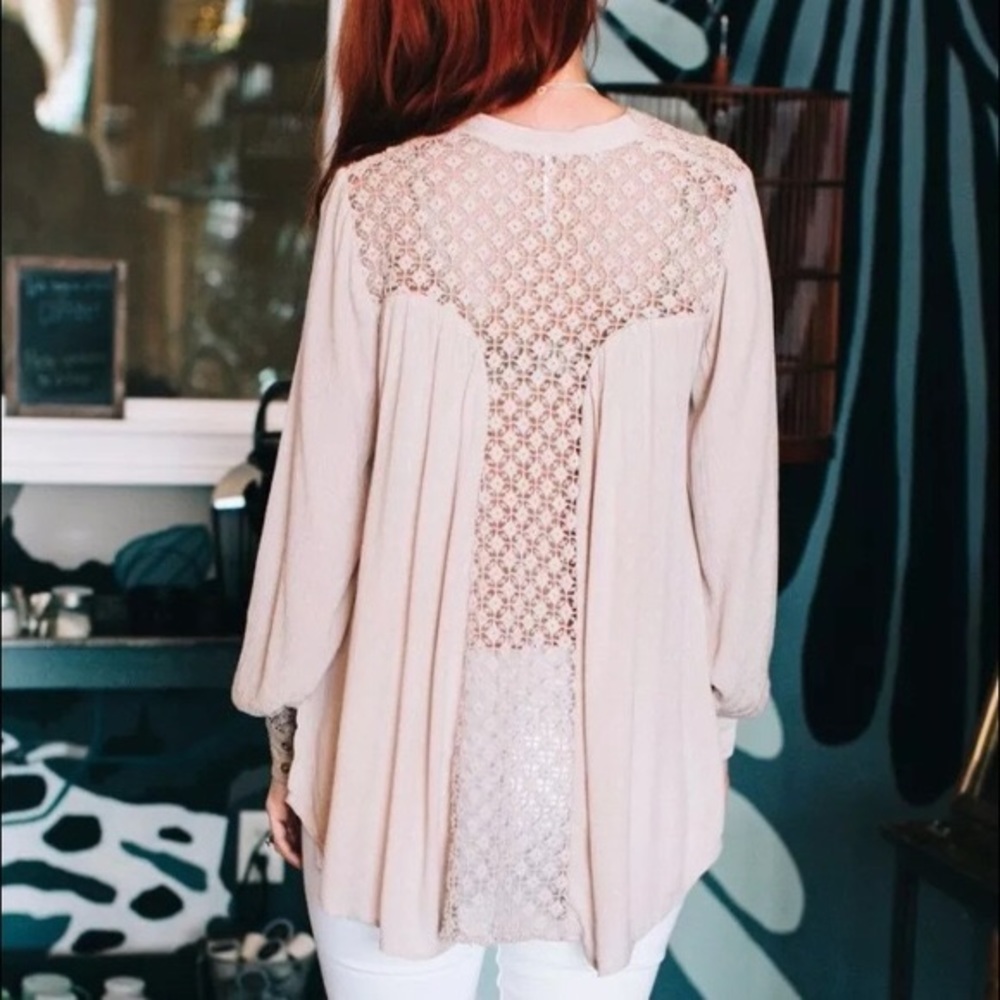 Free People The Best Button Down Top Taupe